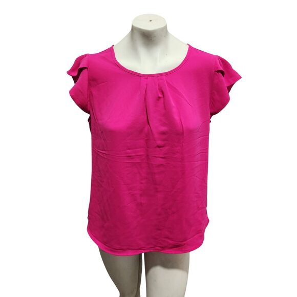 Anne Klein Flutter Sleeve Hot Pink Office Top Wmn SZ Medium Corporate Office NWT - Picture 1 of 4